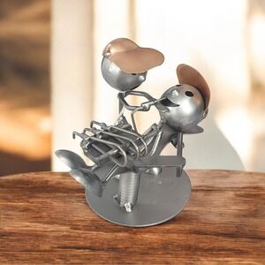 Welded Sculpture Dentist & Patient, Made From Recycled Steel And Copper Trim